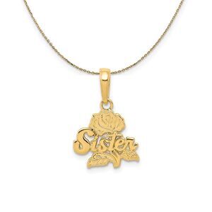 14k Yellow Gold Sister Rose Necklace - 24 Inch